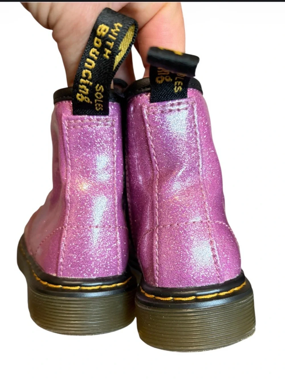 Dr. Martens 1460 Glitter Pink Toddler Boots 8-Eye Lace-Up Side Zip Size 7 - Picture 4 of 5